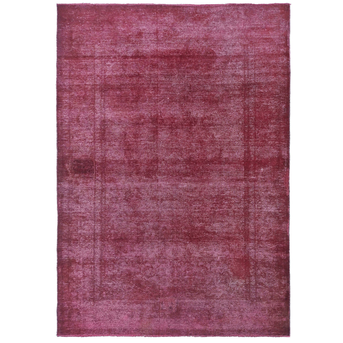 Knotari vintage hand-knotted rug No. A-370 with subtle floral field design in berry rose, mulberry, wine, dusty mauve, plum, size 6'6" x 9'8".