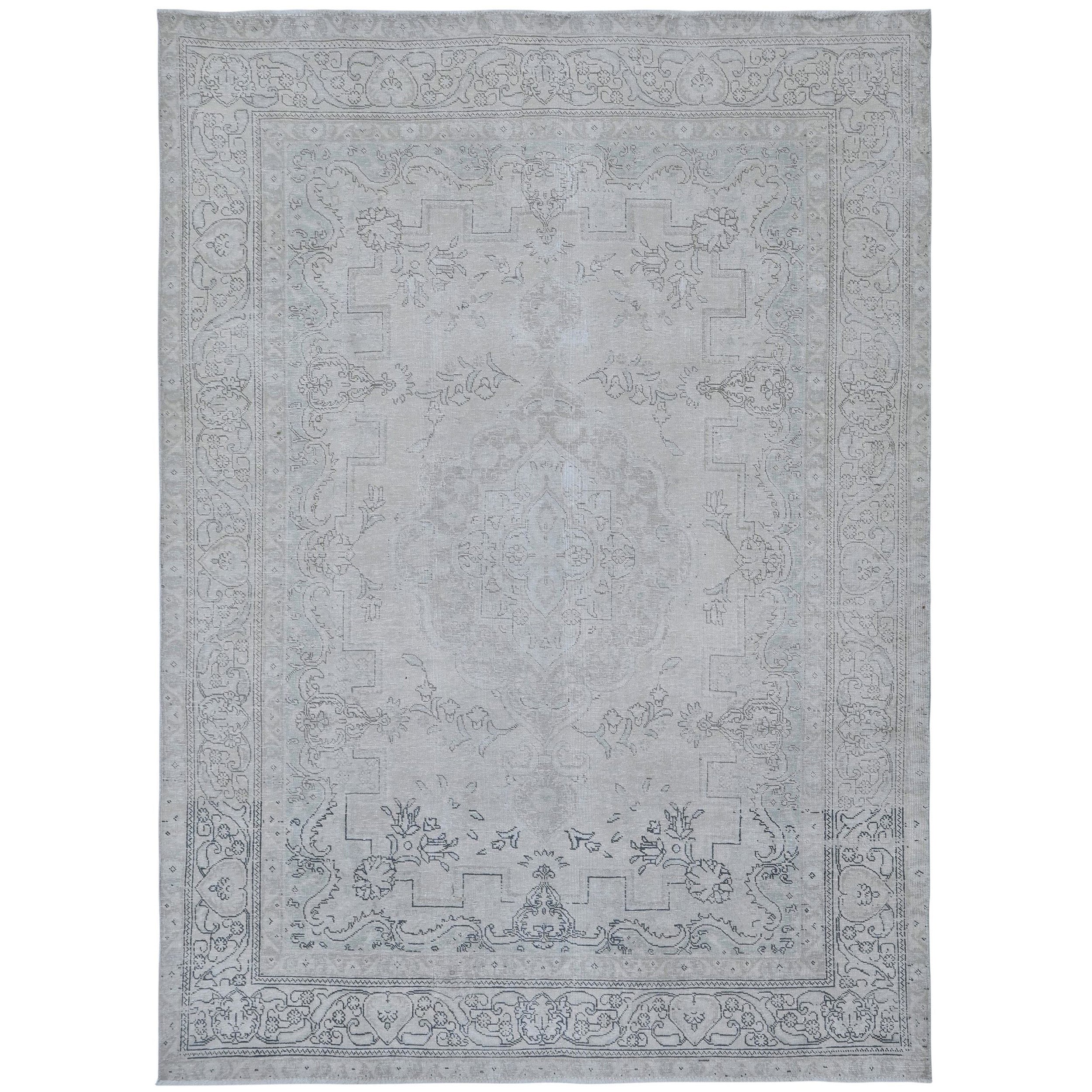 Knotari Heritage Collection vintage hand-knotted wool rug No. A376 with persian medallion design in antique red, ivory, charcoal, taupe, rust, size 7'11" x 11'4".