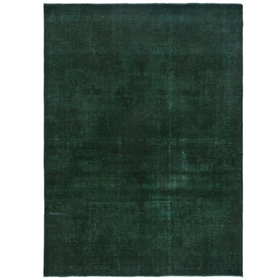 Knotari vintage overdyed hand-knotted rug No. A366 with tonal floral field design in emerald, forest green, deep teal, charcoal, size 8'6" x 12'4"