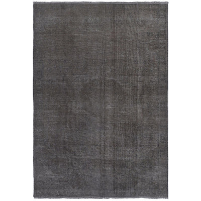 Knotari vintage hand-knotted rug No. A-407 with tonal overdyed persian design in graphite, charcoal, smoke, black, taupe, size 5'9" x 8'9".